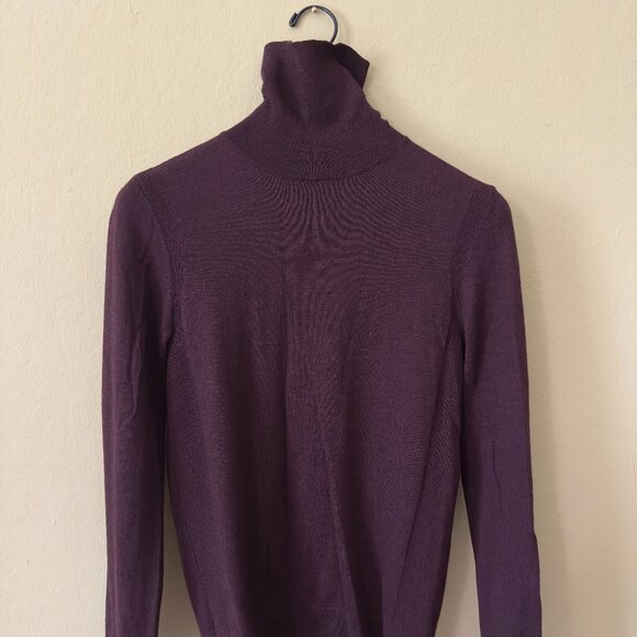 Merlot Merino Wool-Blend Turtleneck Sweater - Picture 1 of 3